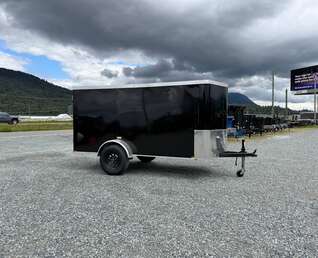 Thumbnail Photo of Pre Owned Used 2023 TNT 5x10 Enclosed Cargo Trailer 2990lb GVW Black V Nose w/ Ramp Door