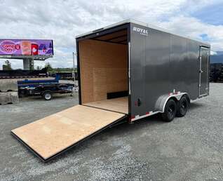 Thumbnail Photo of 2026 Royal 7.5x18 Cargo Enclosed Trailer Heavy Duty 11400lb GVW w/ Ramp Door Gloss Charcoal Grey (GSR)