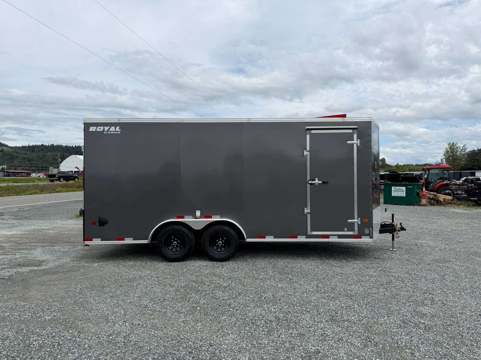 Photo of 2026 Royal 7.5x18 Cargo Enclosed Trailer Heavy Duty 11400lb GVW w/ Ramp Door Gloss Charcoal Grey (GSR)