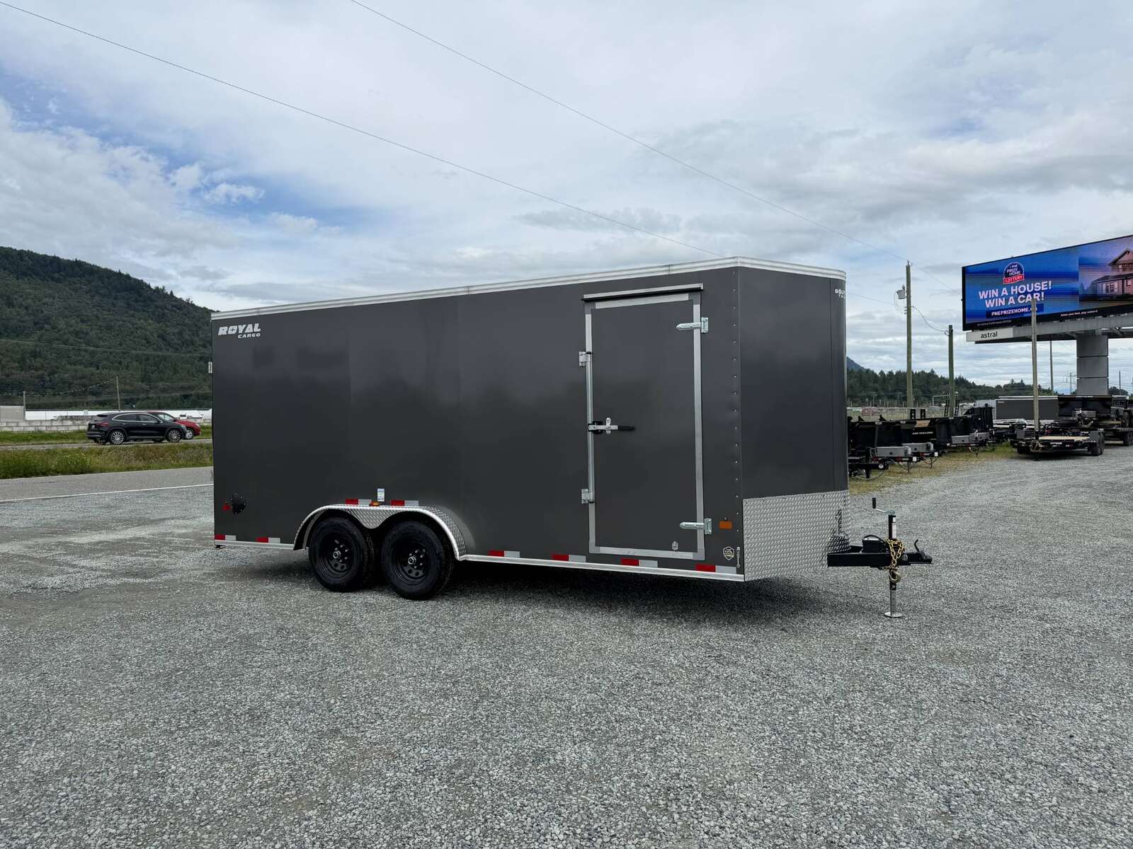 Photo of 2026 Royal 7.5x18 Cargo Enclosed Trailer Heavy Duty 11400lb GVW w/ Ramp Door Gloss Charcoal Grey (GSR)