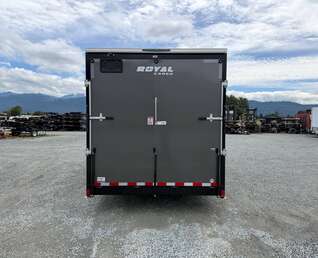 Thumbnail Photo of 2026 Royal 7.5x18 Cargo Enclosed Trailer Heavy Duty 11400lb GVW w/ Ramp Door Gloss Charcoal Grey (GSR)