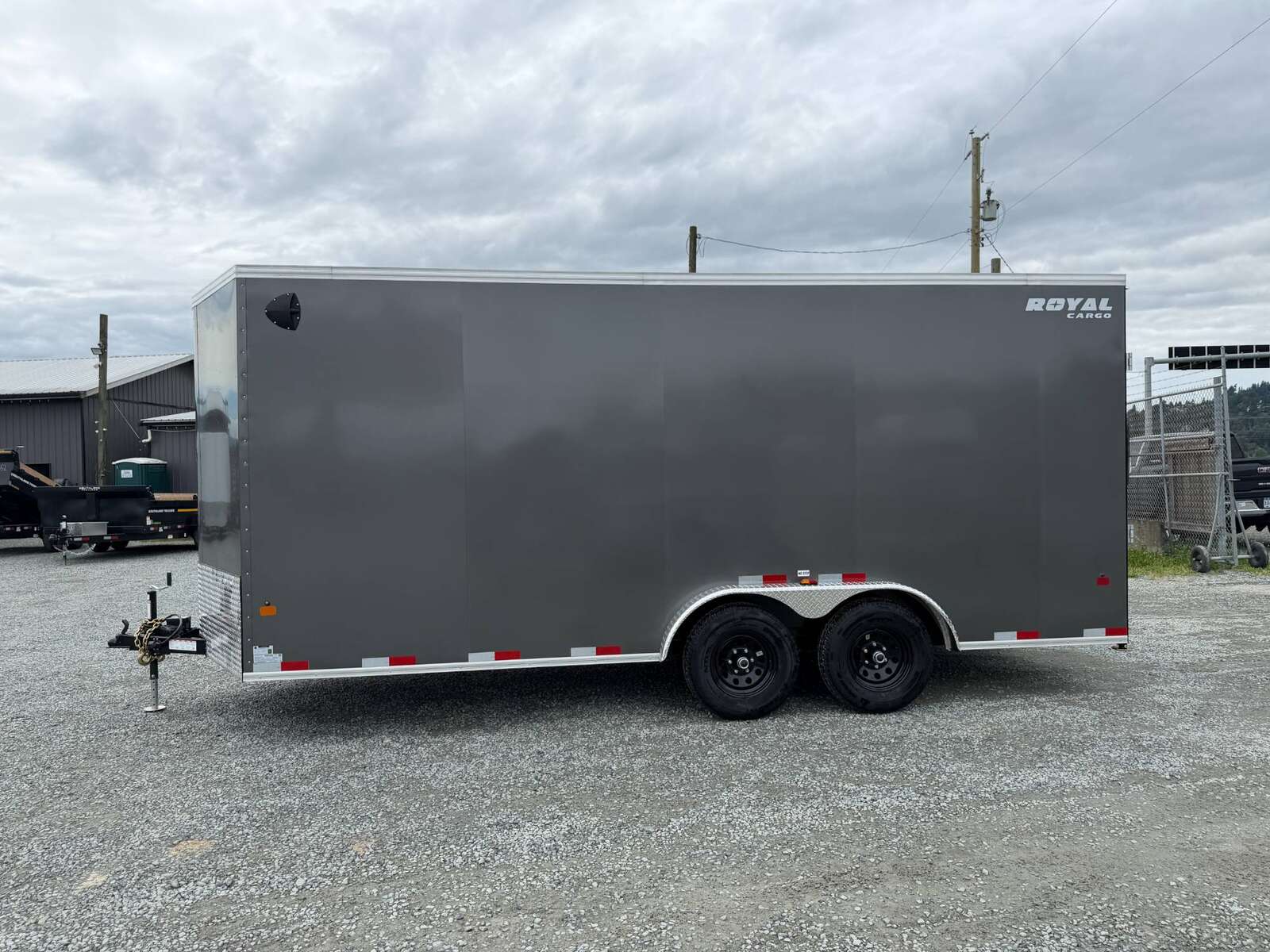 Photo of 2026 Royal 7.5x18 Cargo Enclosed Trailer Heavy Duty 11400lb GVW w/ Ramp Door Gloss Charcoal Grey (GSR)