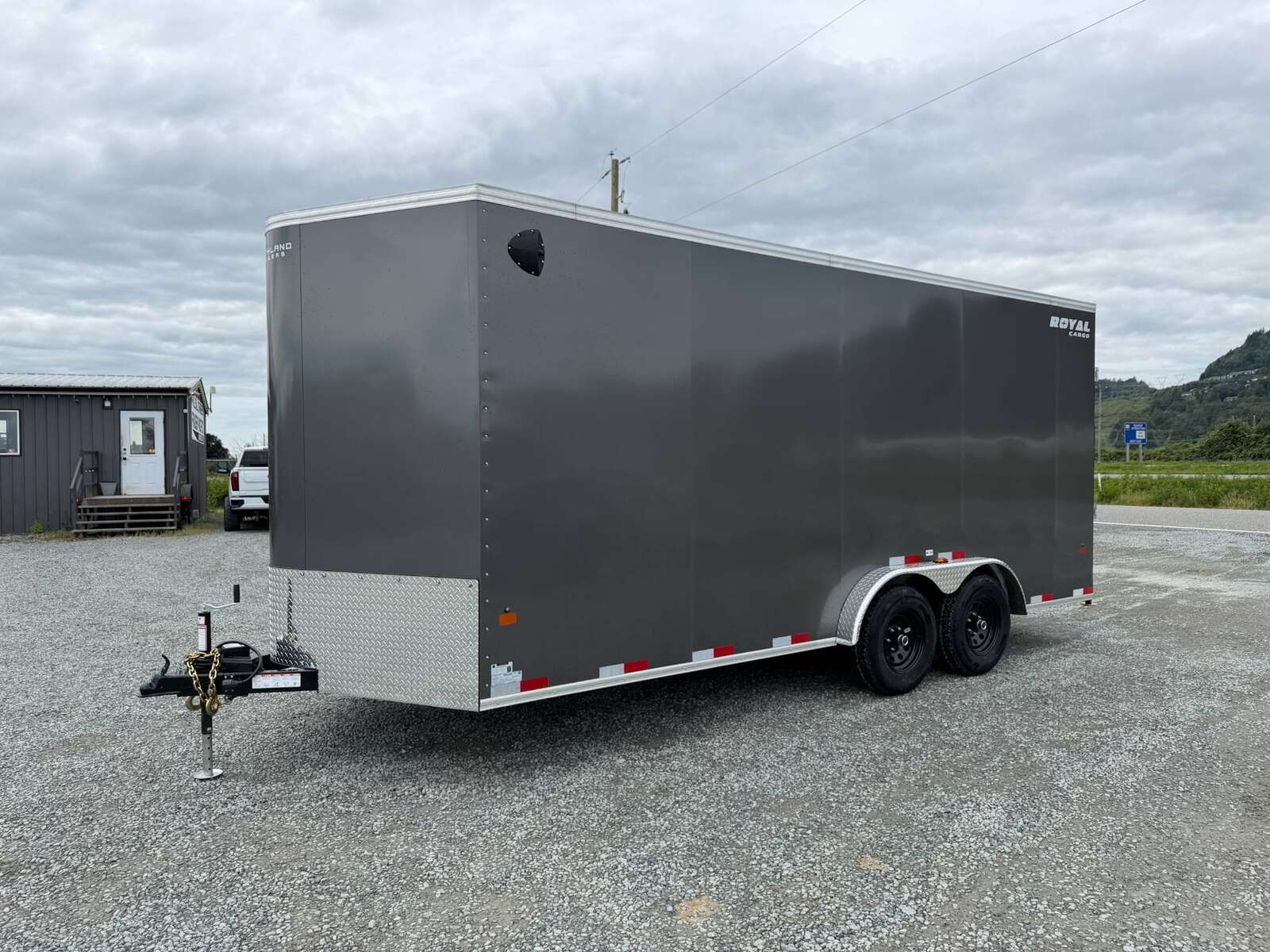 Photo of 2026 Royal 7.5x18 Cargo Enclosed Trailer Heavy Duty 11400lb GVW w/ Ramp Door Gloss Charcoal Grey (GSR)