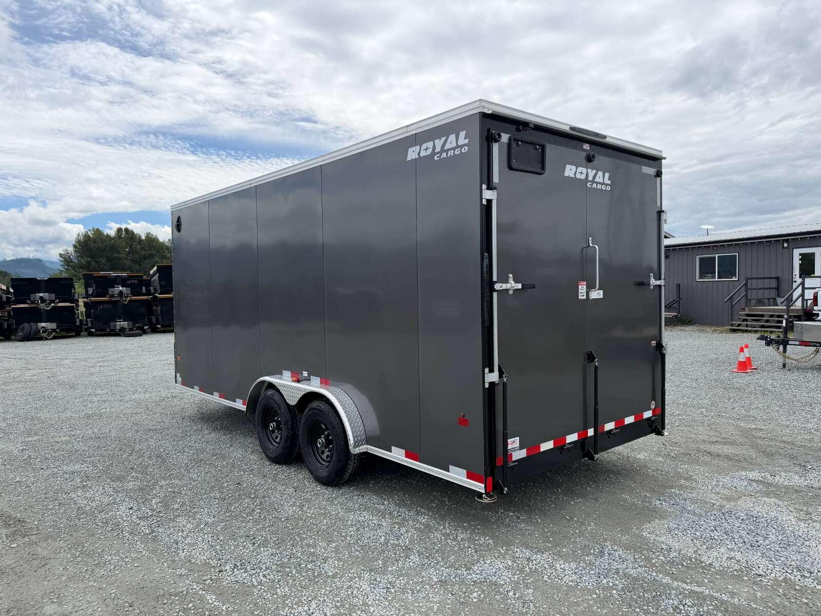 Photo of 2026 Royal 7.5x18 Cargo Enclosed Trailer Heavy Duty 11400lb GVW w/ Ramp Door Gloss Charcoal Grey (GSR)
