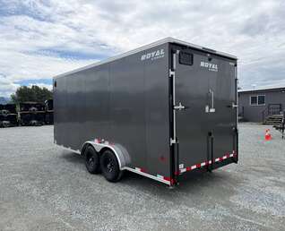 Thumbnail Photo of 2026 Royal 7.5x18 Cargo Enclosed Trailer Heavy Duty 11400lb GVW w/ Ramp Door Gloss Charcoal Grey (GSR)