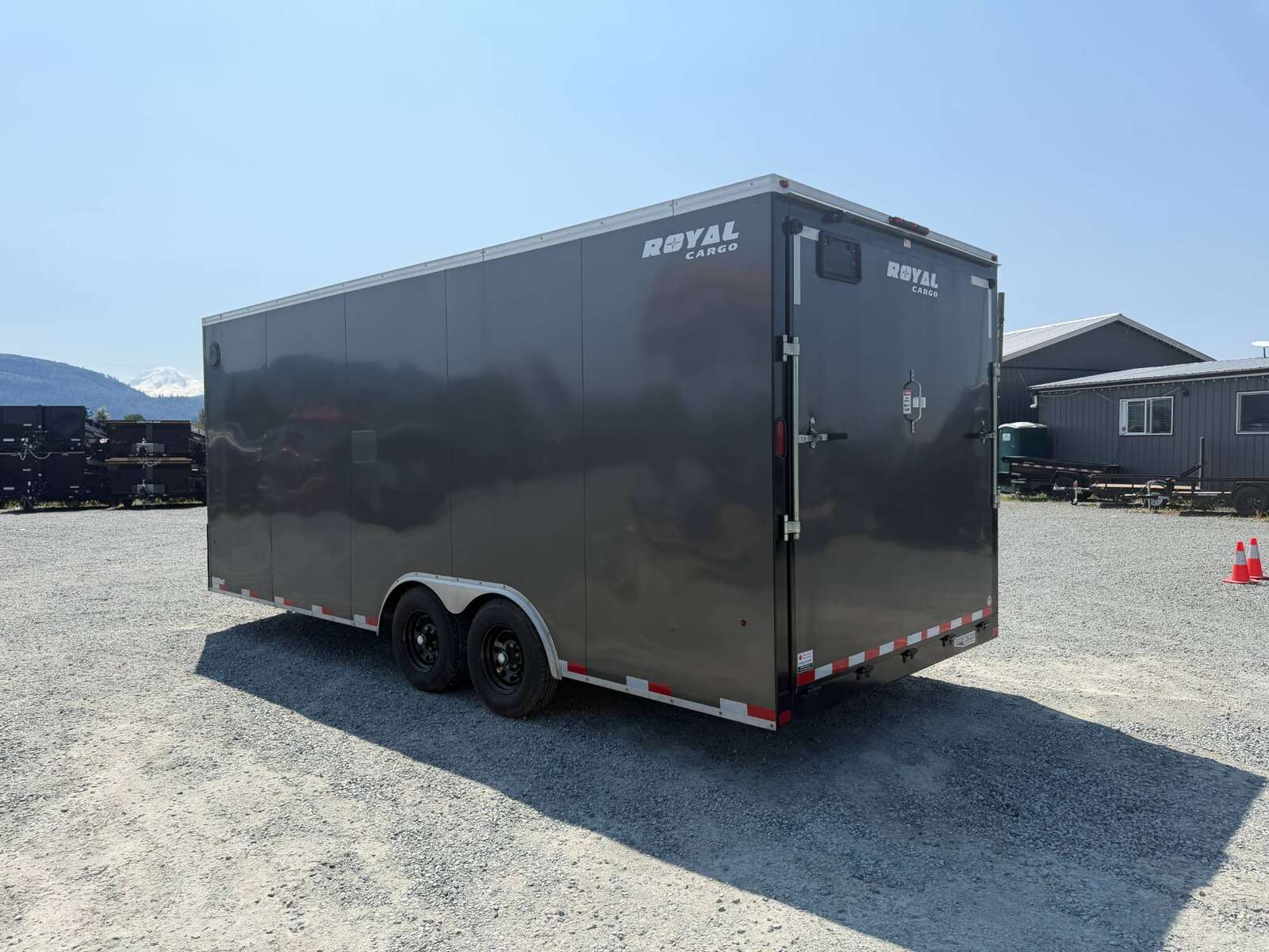 Photo of Used Pre Owned 2021 Royal 8.5x20 Cargo / Enclosed Trailer V Nose 11,400lb GVW Extra Height w/ Ramp Door Charcoal Grey