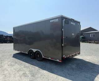 Thumbnail Photo of Used Pre Owned 2021 Royal 8.5x20 Cargo / Enclosed Trailer V Nose 11,400lb GVW Extra Height w/ Ramp Door Charcoal Grey