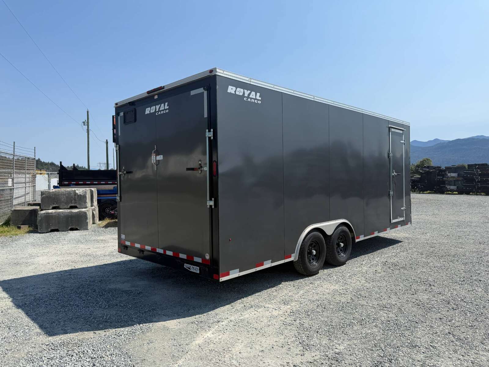 Photo of Used Pre Owned 2021 Royal 8.5x20 Cargo / Enclosed Trailer V Nose 11,400lb GVW Extra Height w/ Ramp Door Charcoal Grey
