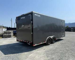 Thumbnail Photo of Used Pre Owned 2021 Royal 8.5x20 Cargo / Enclosed Trailer V Nose 11,400lb GVW Extra Height w/ Ramp Door Charcoal Grey