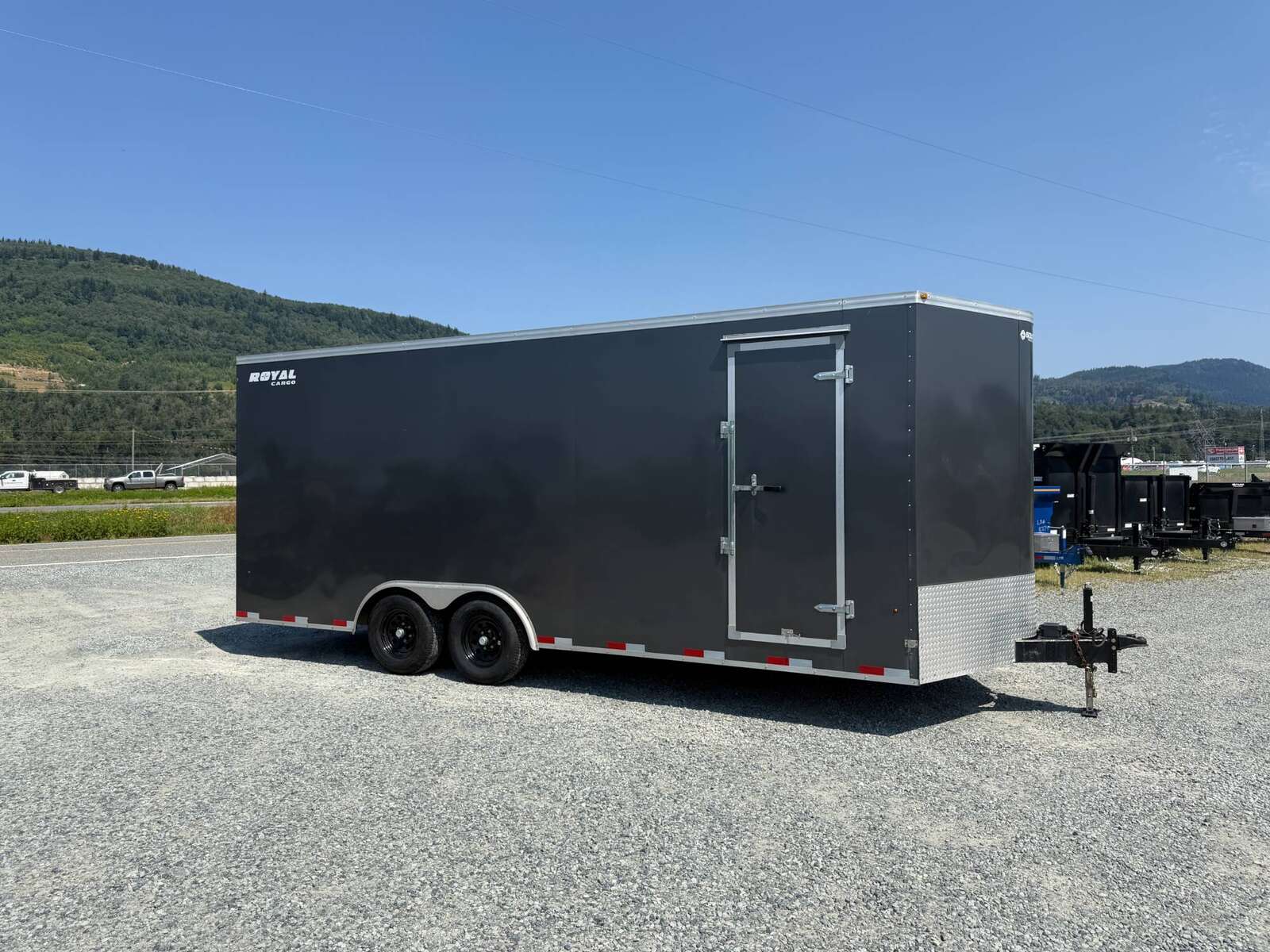 Photo of Used Pre Owned 2021 Royal 8.5x20 Cargo / Enclosed Trailer V Nose 11,400lb GVW Extra Height w/ Ramp Door Charcoal Grey