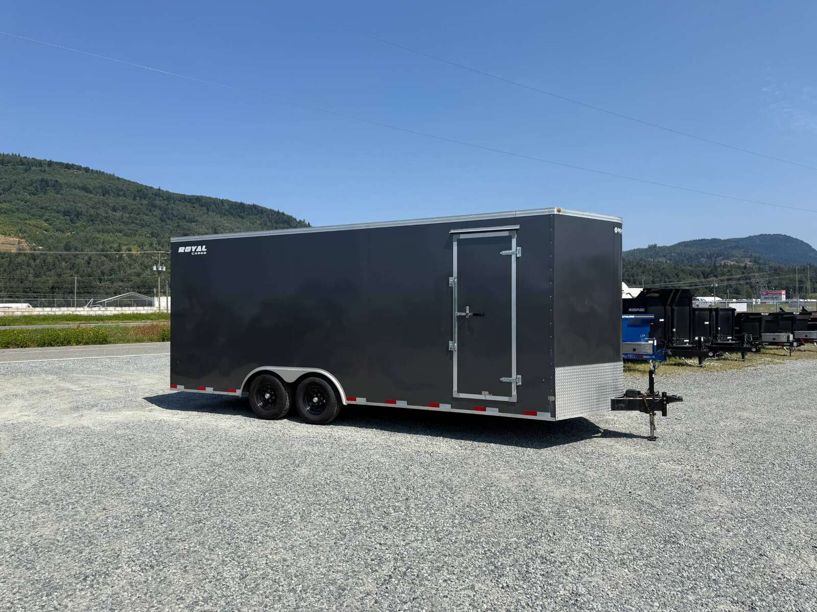 Photo of Used Pre Owned 2021 Royal 8.5x20 Cargo / Enclosed Trailer V Nose 11,400lb GVW Extra Height w/ Ramp Door Charcoal Grey
