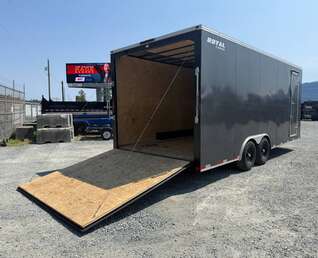Thumbnail Photo of Used Pre Owned 2021 Royal 8.5x20 Cargo / Enclosed Trailer V Nose 11,400lb GVW Extra Height w/ Ramp Door Charcoal Grey
