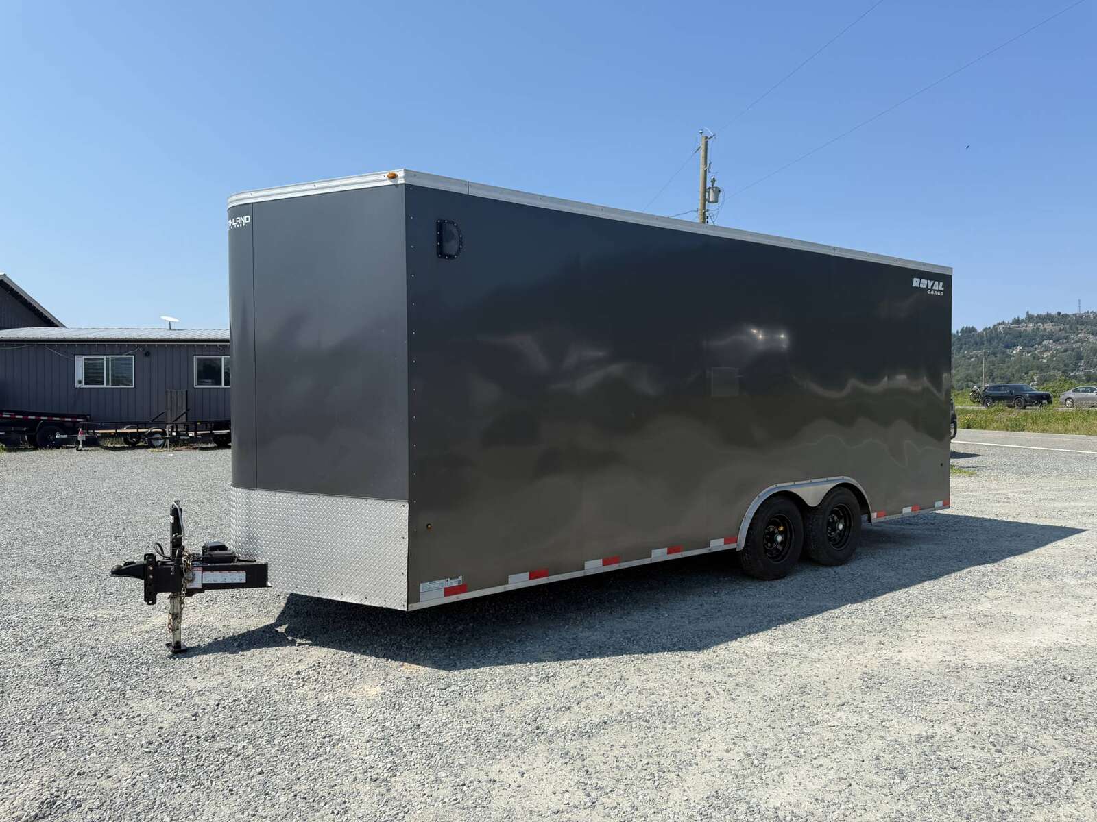 Photo of Used Pre Owned 2021 Royal 8.5x20 Cargo / Enclosed Trailer V Nose 11,400lb GVW Extra Height w/ Ramp Door Charcoal Grey