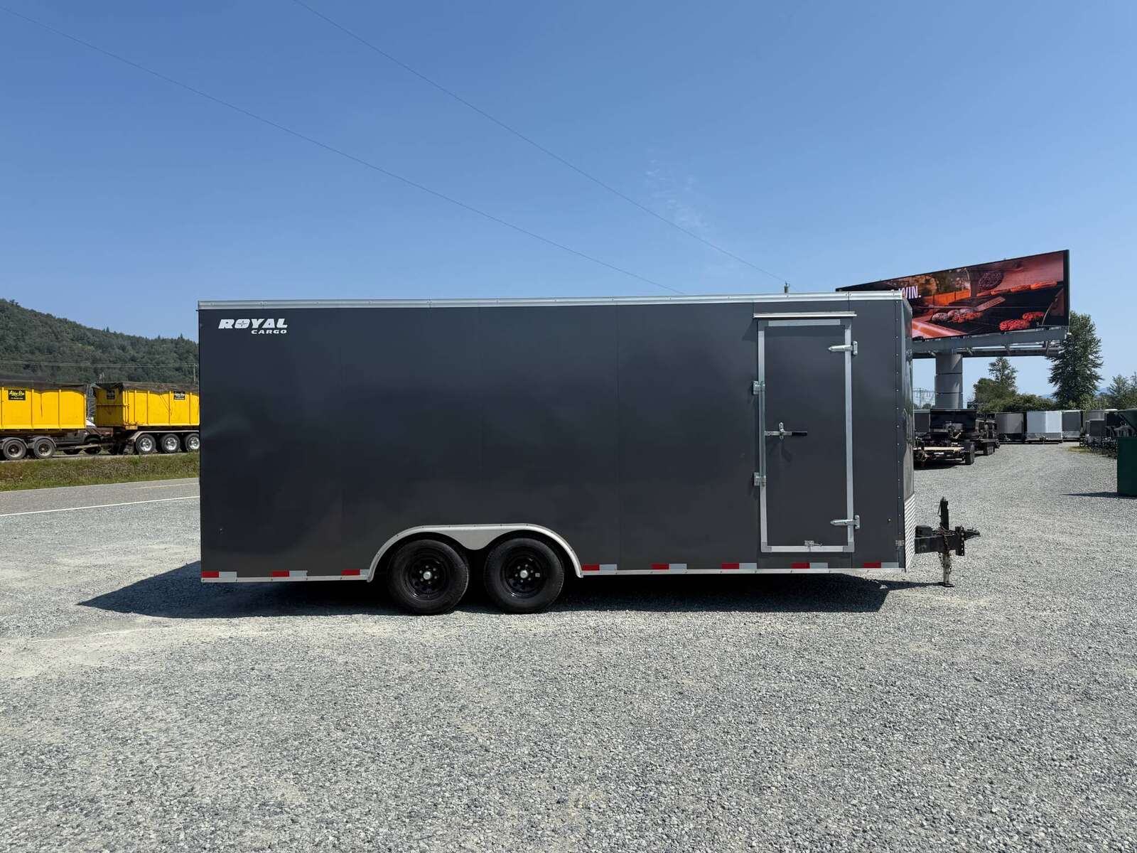 Photo of Used Pre Owned 2021 Royal 8.5x20 Cargo / Enclosed Trailer V Nose 11,400lb GVW Extra Height w/ Ramp Door Charcoal Grey