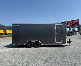 Thumbnail Photo of Used Pre Owned 2021 Royal 8.5x20 Cargo / Enclosed Trailer V Nose 11,400lb GVW Extra Height w/ Ramp Door Charcoal Grey