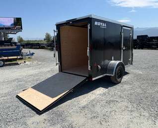 Thumbnail Photo of 2026 Royal Cargo 5x10 Enclosed Cargo V Nose Trailer w/ Side Door Black Ramp Door 2990lb GVW (GSR)