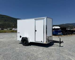 Thumbnail Photo of 2027 Impact Quake 6x10 V Nose Cargo / Enclosed Trailer / White PolyCor Exterior / Barn Doors Extra Height 2990lb GVW
