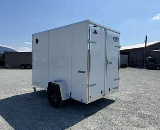 Thumbnail Photo of 2027 Impact Quake 6x10 V Nose Cargo / Enclosed Trailer / White PolyCor Exterior / Barn Doors Extra Height 2990lb GVW