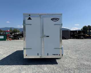 Thumbnail Photo of 2027 Impact Quake 6x10 V Nose Cargo / Enclosed Trailer / White PolyCor Exterior / Barn Doors Extra Height 2990lb GVW