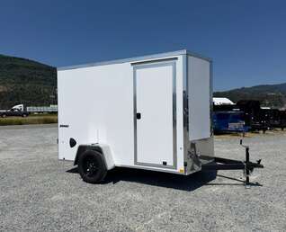 Thumbnail Photo of 2027 Impact Quake 6x10 V Nose Cargo / Enclosed Trailer / White PolyCor Exterior / Barn Doors Extra Height 2990lb GVW