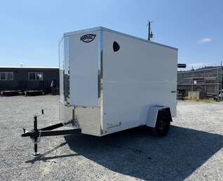 Thumbnail Photo of 2027 Impact Quake 6x10 V Nose Cargo / Enclosed Trailer / White PolyCor Exterior / Barn Doors Extra Height 2990lb GVW