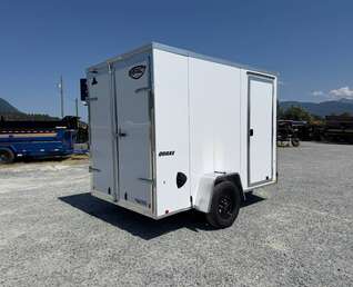 Thumbnail Photo of 2027 Impact Quake 6x10 V Nose Cargo / Enclosed Trailer / White PolyCor Exterior / Barn Doors Extra Height 2990lb GVW