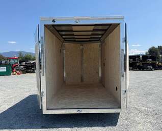 Thumbnail Photo of 2027 Impact Quake 6x10 V Nose Cargo / Enclosed Trailer / White PolyCor Exterior / Barn Doors Extra Height 2990lb GVW