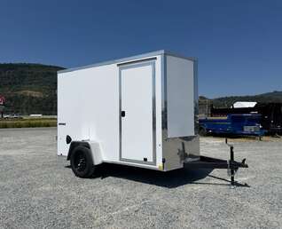 Thumbnail Photo of 2027 Impact Quake 6x10 V Nose Cargo / Enclosed Trailer / White PolyCor Exterior / Barn Doors Extra Height 2990lb GVW
