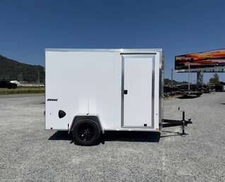 Thumbnail Photo of 2027 Impact Quake 6x10 V Nose Cargo / Enclosed Trailer / White PolyCor Exterior / Barn Doors Extra Height 2990lb GVW