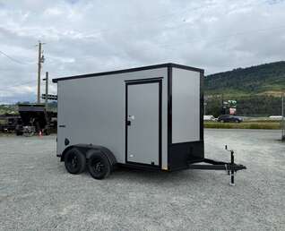 Thumbnail Photo of 2027 Impact Quake 7x12 Cargo Enclosed Trailer Tandem Axle 7000lb GVW Silver PolyCor Exterior Extra Height w/ Ramp Door
