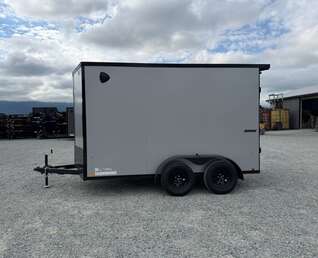 Thumbnail Photo of 2027 Impact Quake 7x12 Cargo Enclosed Trailer Tandem Axle 7000lb GVW Silver PolyCor Exterior Extra Height w/ Ramp Door