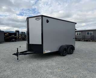 Thumbnail Photo of 2027 Impact Quake 7x12 Cargo Enclosed Trailer Tandem Axle 7000lb GVW Silver PolyCor Exterior Extra Height w/ Ramp Door