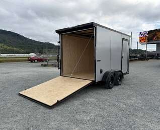 Thumbnail Photo of 2027 Impact Quake 7x12 Cargo Enclosed Trailer Tandem Axle 7000lb GVW Silver PolyCor Exterior Extra Height w/ Ramp Door