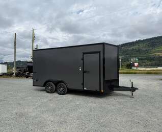 Thumbnail Photo of 2026 Impact 8.5x16 Quake V Nose Cargo / Enclosed Trailer Ramp Door Extra Height / Alu Wheels / Blackout Trim / Grey Polycor Exterior 7000lb GVW