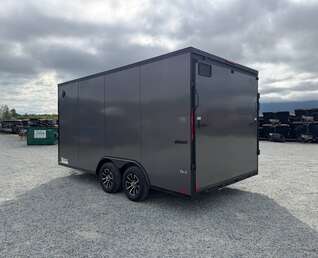 Thumbnail Photo of 2026 Impact 8.5x16 Quake V Nose Cargo / Enclosed Trailer Ramp Door Extra Height / Alu Wheels / Blackout Trim / Grey Polycor Exterior 7000lb GVW