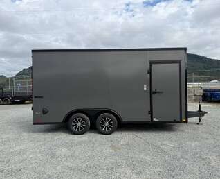 Thumbnail Photo of 2026 Impact 8.5x16 Quake V Nose Cargo / Enclosed Trailer Ramp Door Extra Height / Alu Wheels / Blackout Trim / Grey Polycor Exterior 7000lb GVW