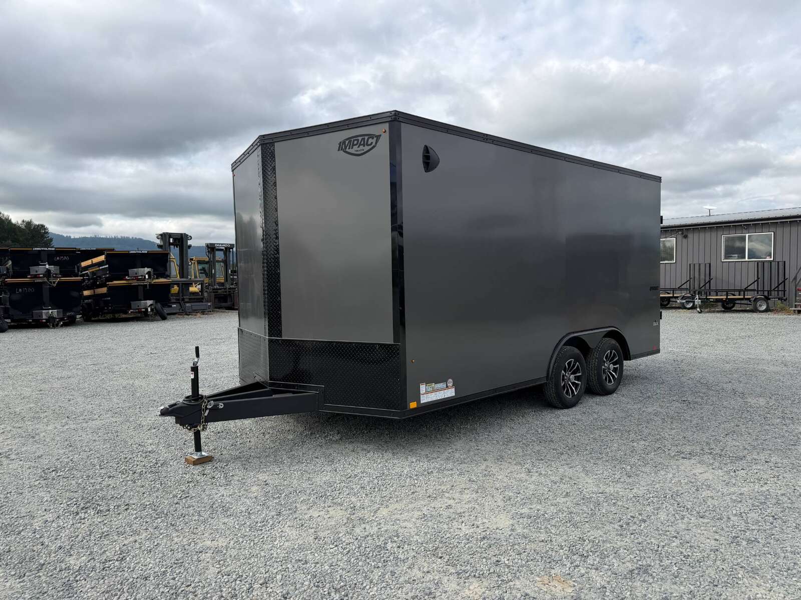 Photo of 2026 Impact 8.5x16 Quake V Nose Cargo / Enclosed Trailer Ramp Door Extra Height / Alu Wheels / Blackout Trim / Grey Polycor Exterior 7000lb GVW