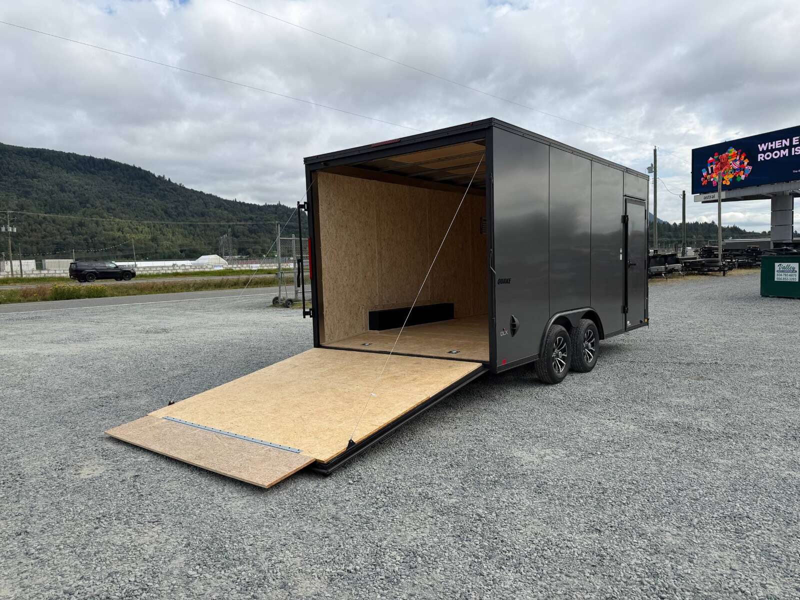 Photo of 2026 Impact 8.5x16 Quake V Nose Cargo / Enclosed Trailer Ramp Door Extra Height / Alu Wheels / Blackout Trim / Grey Polycor Exterior 7000lb GVW