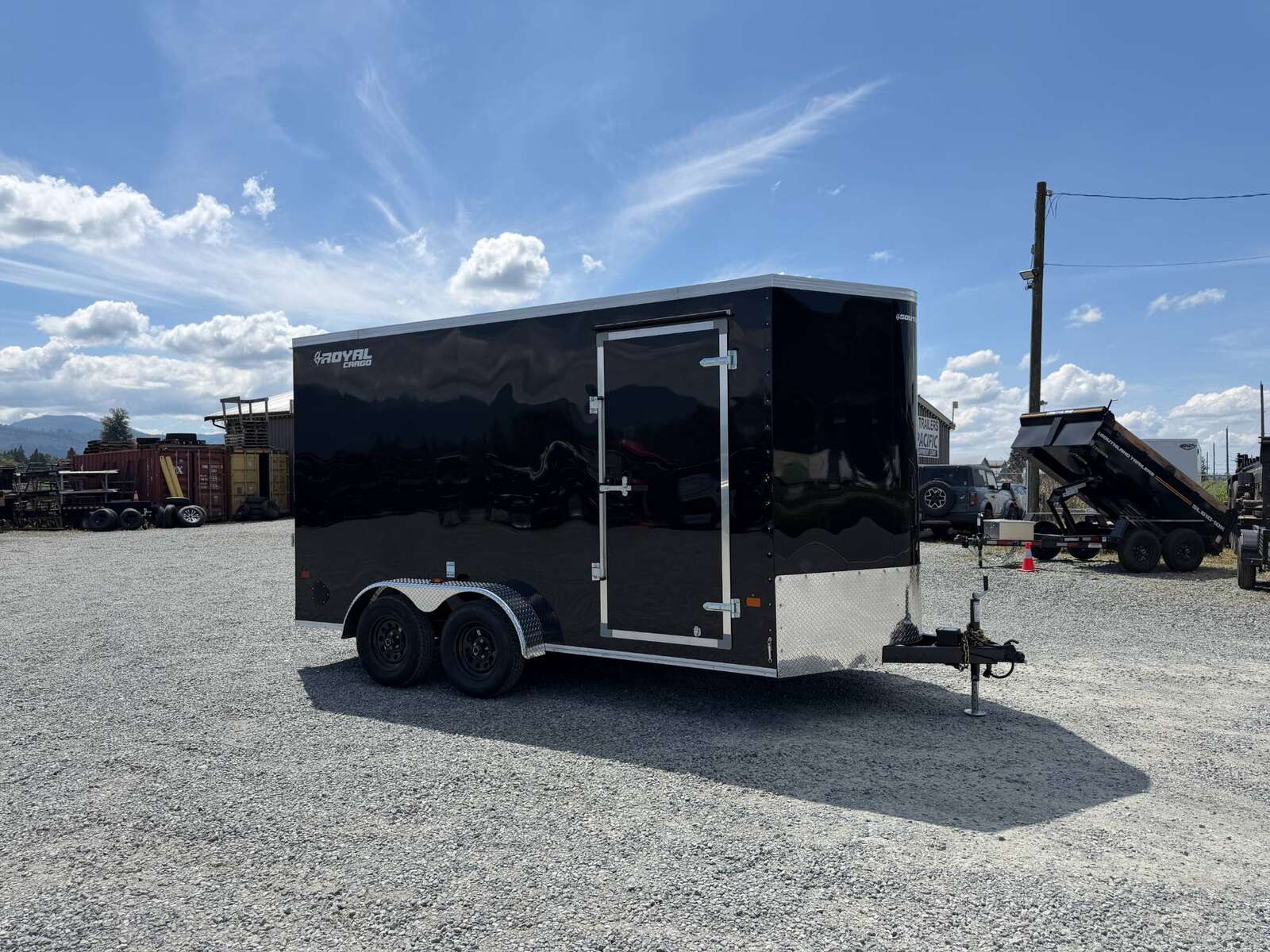 Photo of 2026 Royal Cargo 7X14 V Nose 7700LB GVW RAMP DOOR GLOSS Black Enclosed Cargo Trailer Extra Tall (GSR)
