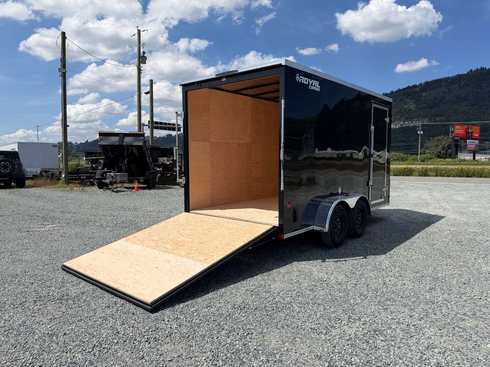 Photo of 2026 Royal Cargo 7X14 V Nose 7700LB GVW RAMP DOOR GLOSS Black Enclosed Cargo Trailer Extra Tall (GSR)