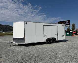 Thumbnail Photo of 2027 Alcom XLT Pro 8.5x20 Car Hauler Enclosed Cargo Trailer w/ Side escape door & Translucent Roof 7000lb GVW White Polycor Exterior
