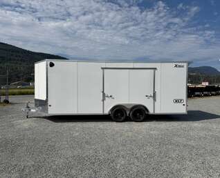 Thumbnail Photo of 2027 Alcom XLT Pro 8.5x20 Car Hauler Enclosed Cargo Trailer w/ Side escape door & Translucent Roof 7000lb GVW White Polycor Exterior