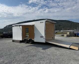 Thumbnail Photo of 2027 Alcom XLT Pro 8.5x20 Car Hauler Enclosed Cargo Trailer w/ Side escape door & Translucent Roof 7000lb GVW White Polycor Exterior