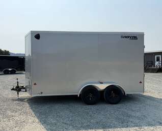 Thumbnail Photo of 2027 Royal Cargo 7X14 V Nose 7700LB GVW RAMP DOOR Enclosed Trailer Extra Tall SILVER (GSR)