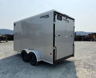Thumbnail Photo of 2027 Royal Cargo 7X14 V Nose 7700LB GVW RAMP DOOR Enclosed Trailer Extra Tall SILVER (GSR)