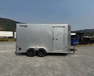 Thumbnail Photo of 2027 Royal Cargo 7X14 V Nose 7700LB GVW RAMP DOOR Enclosed Trailer Extra Tall SILVER (GSR)