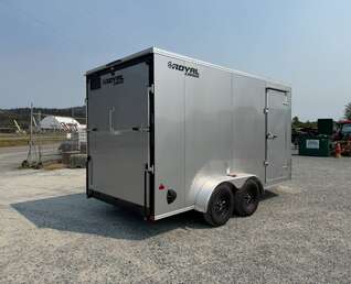 Thumbnail Photo of 2027 Royal Cargo 7X14 V Nose 7700LB GVW RAMP DOOR Enclosed Trailer Extra Tall SILVER (GSR)