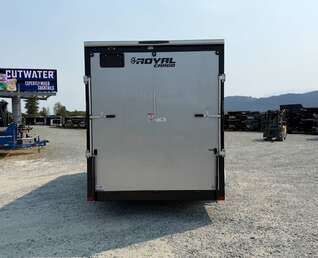 Thumbnail Photo of 2027 Royal Cargo 7X14 V Nose 7700LB GVW RAMP DOOR Enclosed Trailer Extra Tall SILVER (GSR)