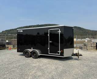 Thumbnail Photo of 2027 Royal 7x16 Enclosed Cargo Trailer V Nose Ramp Door Black 7700lb GVW Extra Height (GSR)
