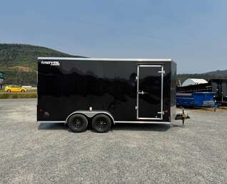 Thumbnail Photo of 2027 Royal 7x16 Enclosed Cargo Trailer V Nose Ramp Door Black 7700lb GVW Extra Height (GSR)
